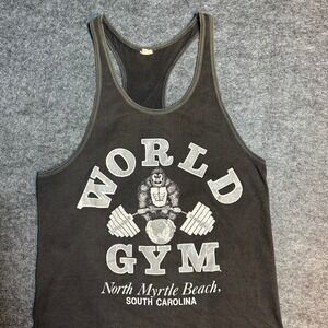 Vintage World Gym Tank Top Men's Large Single Stitch Hem Gorilla Weightlifting